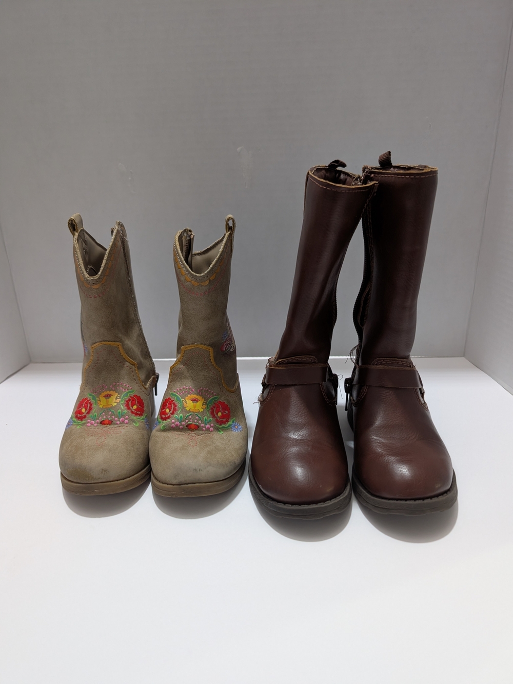 Lot of 2 Carter's Brown Riding Boots & DreamWorks Spirit Cowboy Boots Size 8